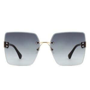 Sunglasses with rimless square frame and UV protection