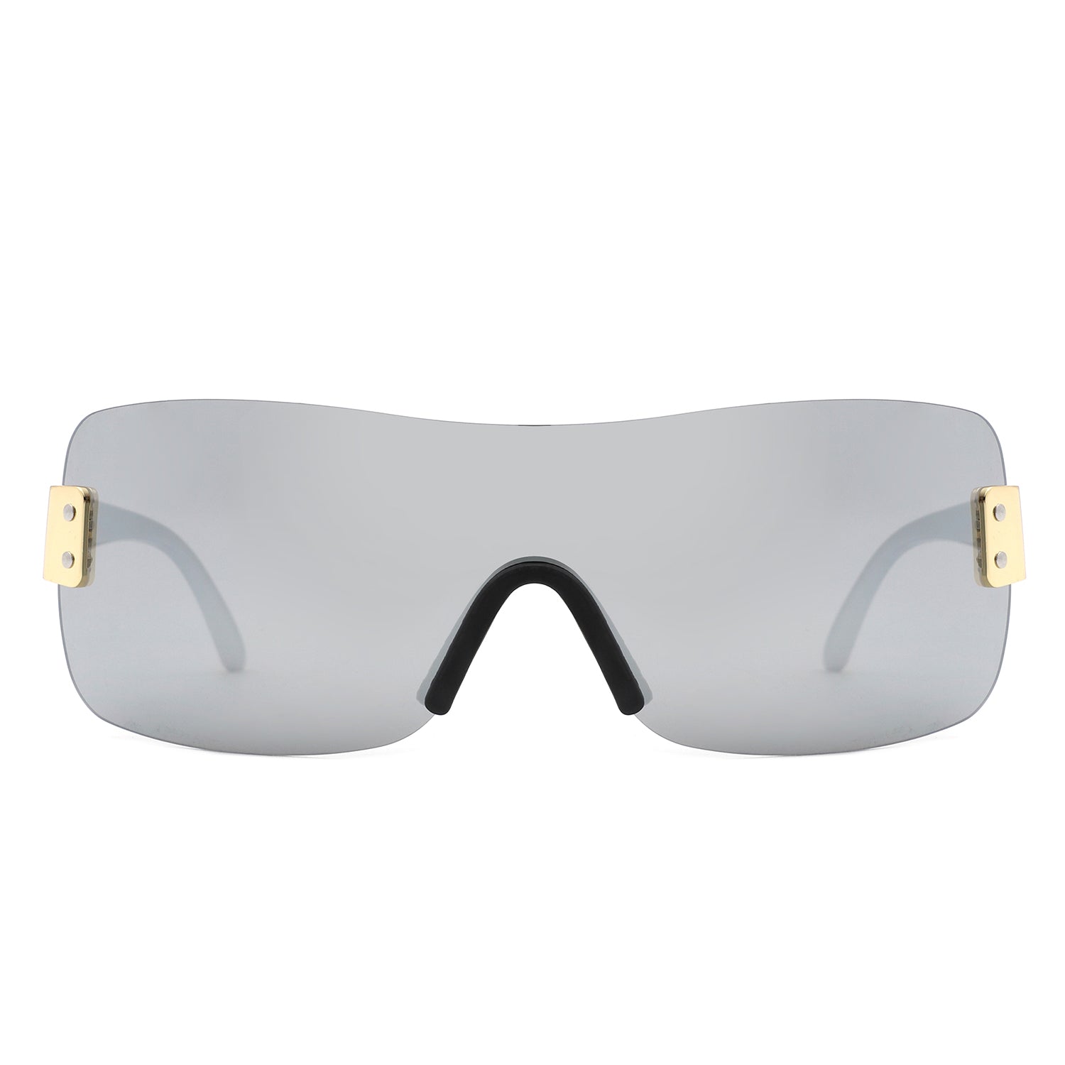 Sunglasses with rimless square frame and mirrored lenses - Image 5