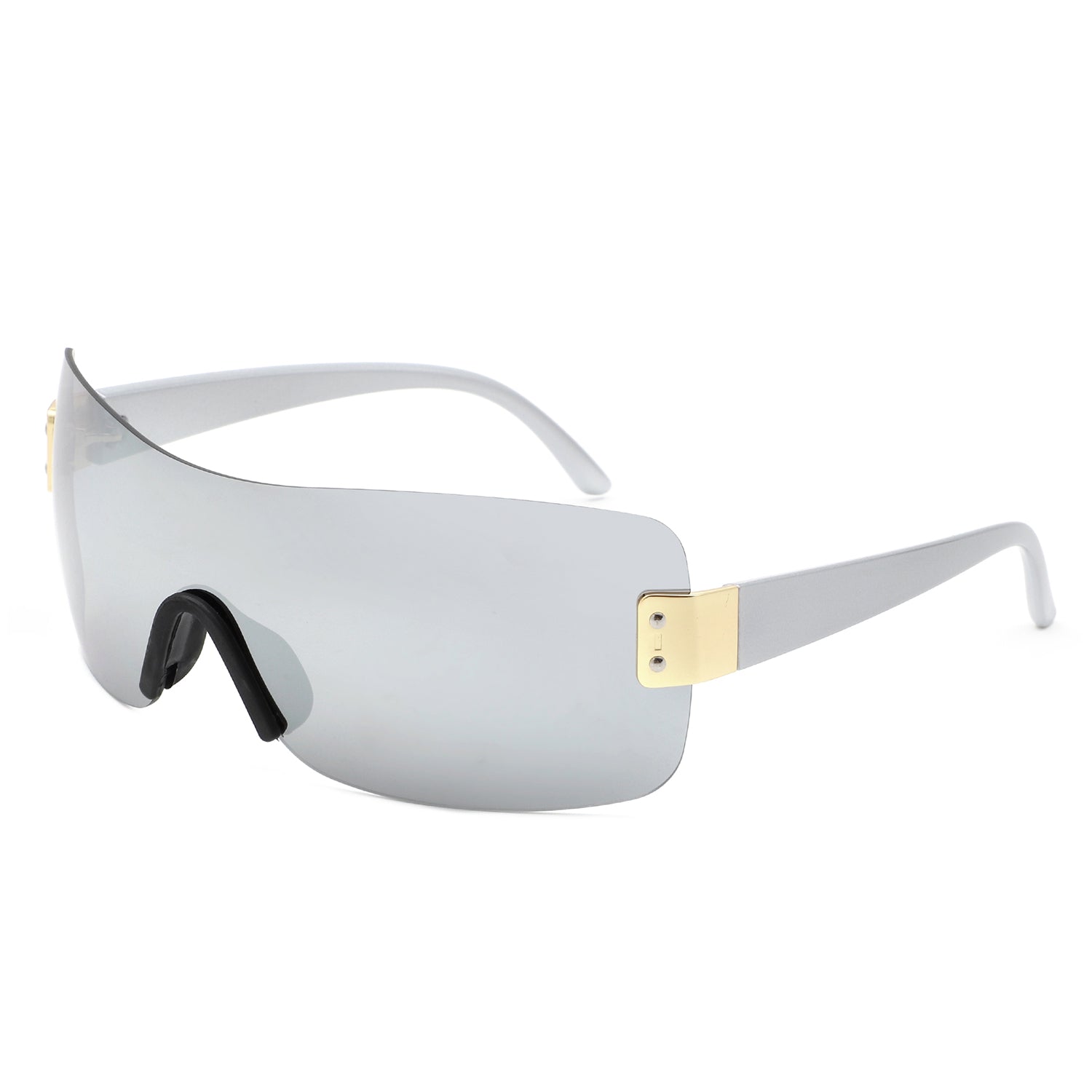 Sunglasses with rimless square frame and mirrored lenses - Image 6