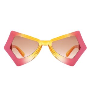 Sunglasses with geometric irregular frame and UV protection