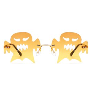 HW2037 - Rimless Color Pop Ghost Shape Party Wholesale Sunglasses