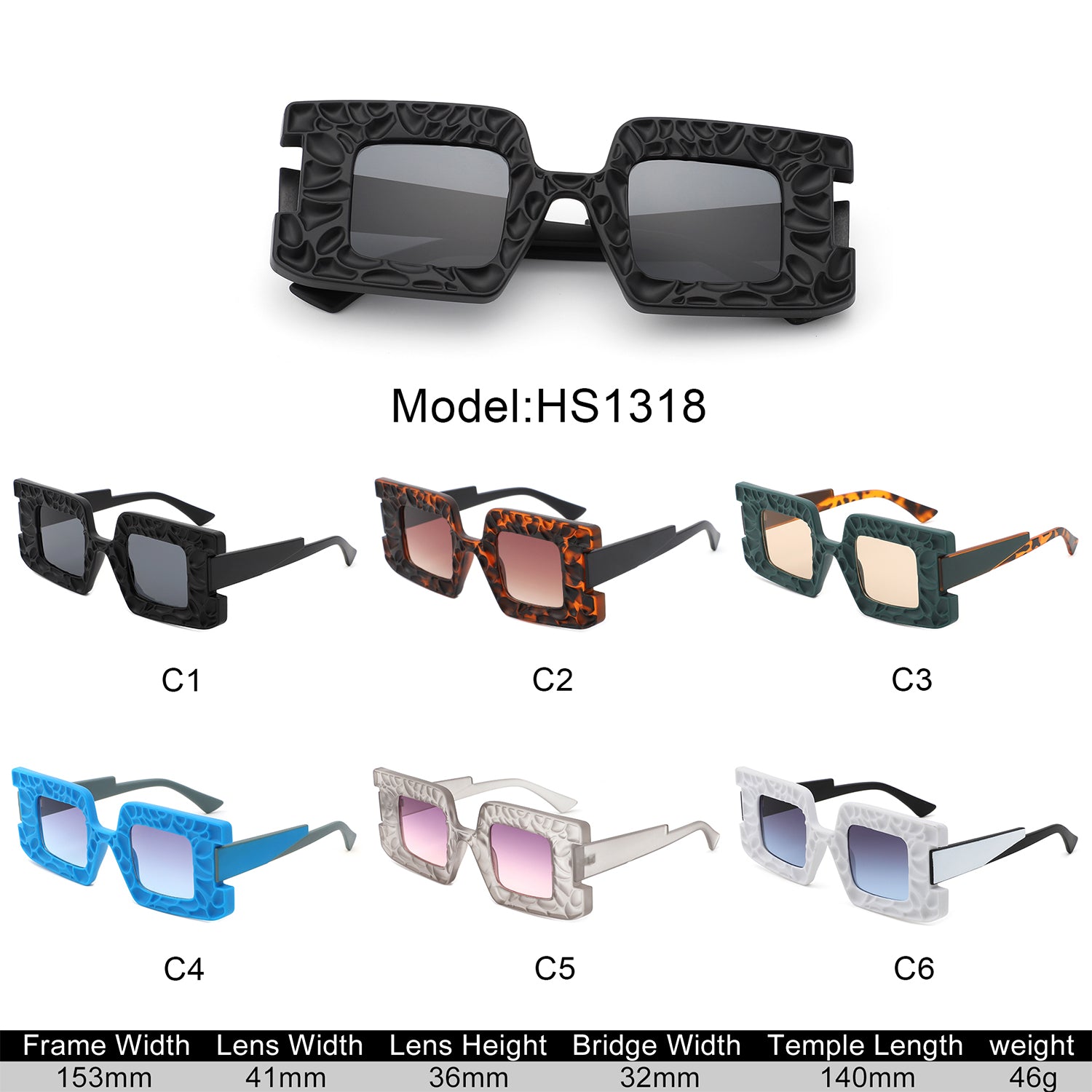 Sunglasses with square frame and UV protection - Image 14