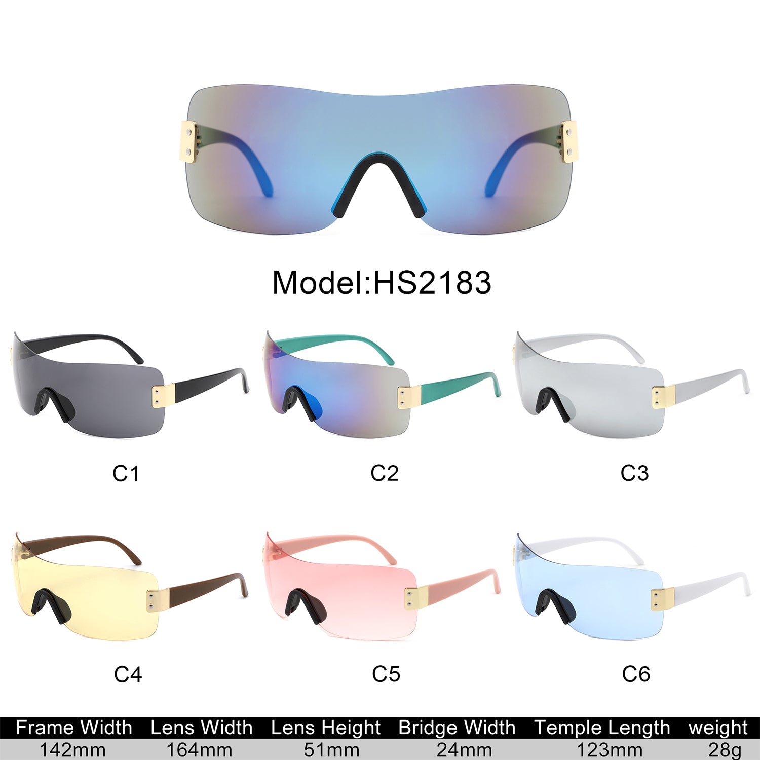 Sunglasses with rimless square frame and mirrored lenses - Image 15