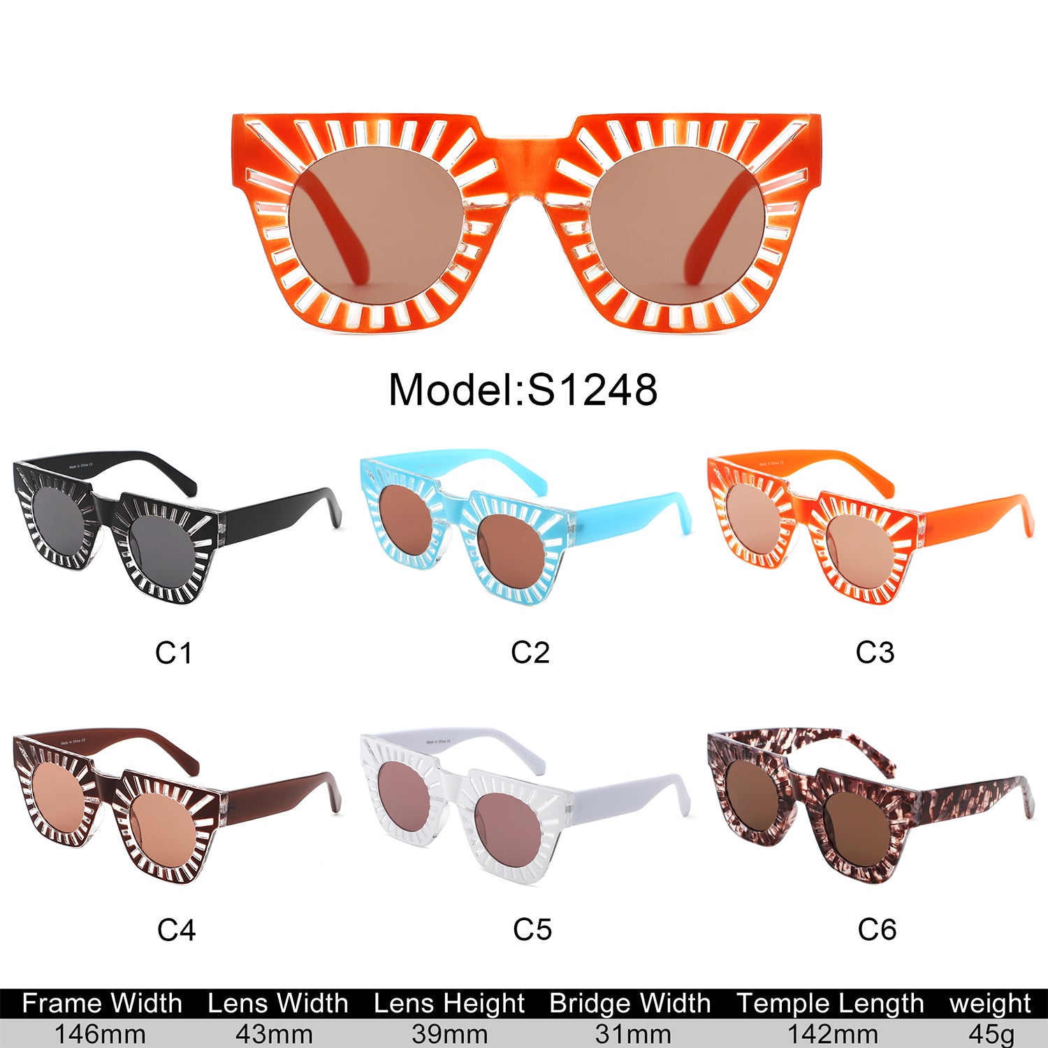 Sunglasses with square frame and UV protection - Image 16