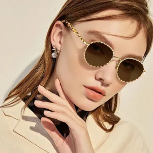 Alternative view of Round polarized sunglasses with metal frame and acetate rims