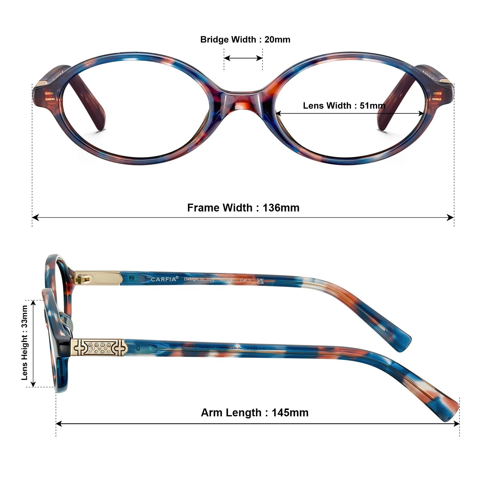 Oval eyeglasses with acetate frame and lightweight design - Image 4