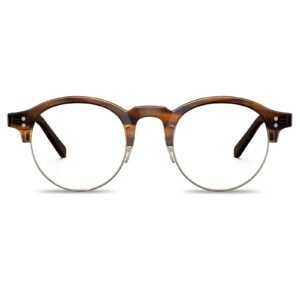 Round eyeglasses with acetate and metal semi rimless frame