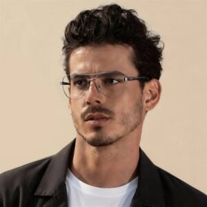 Alternative view of Aviator eyeglass frame double bridge adjustable nose pads